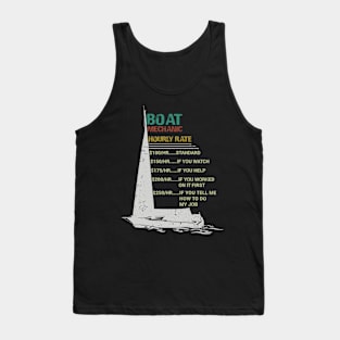 Boat Yacht Mechanic Hourly Rate Funny Boat Repair Distressed Tank Top